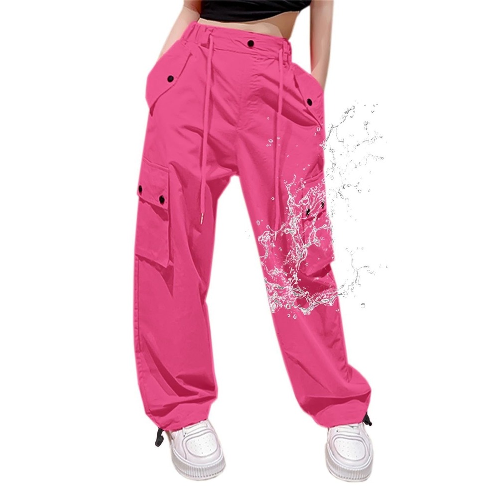 NWT Women's HotPink High Waist Y2K Parachute Cargo Pants Med